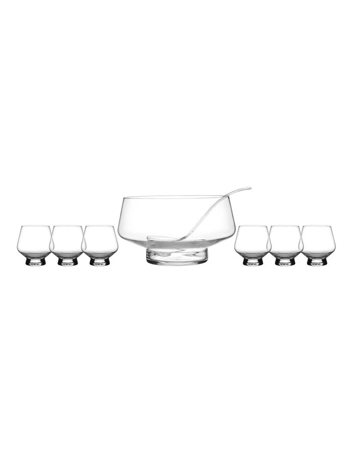 Diamante Footed Punch Bowl Set 8.5L 7 Piece in Clear