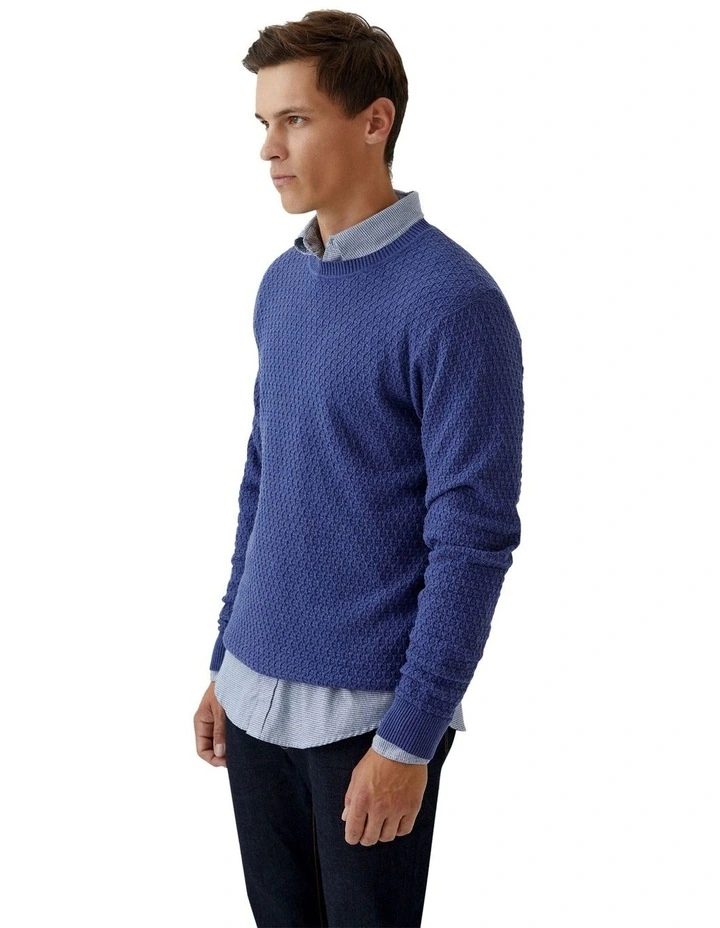 Toby Textured Cotton Knit in Indigo