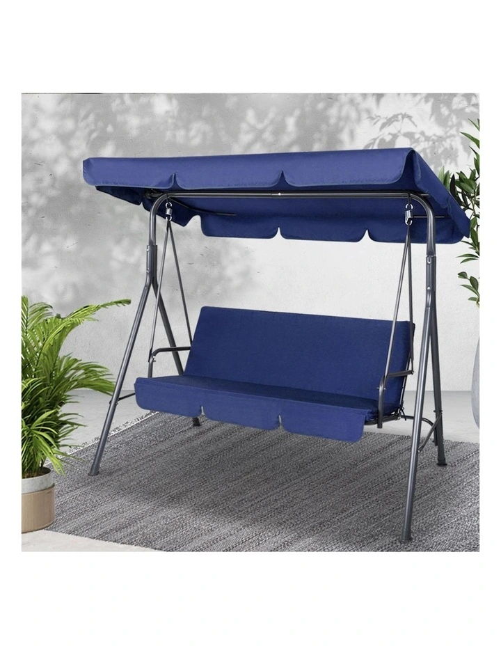 Outdoor Canopy Swing Chair 3 Seater in Navy