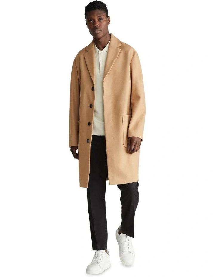 Modern Wool Blend Coat in Brown