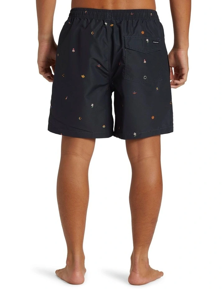 Remade Mix Volley 17" Swim Shorts in Black