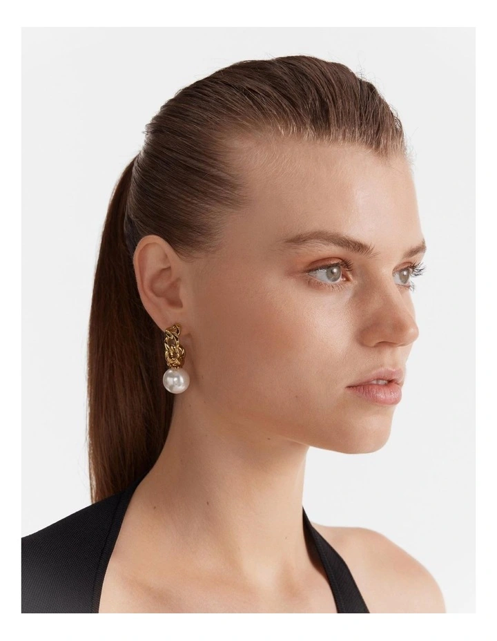 Galaxy Pearl Hoop Earrings in Gold