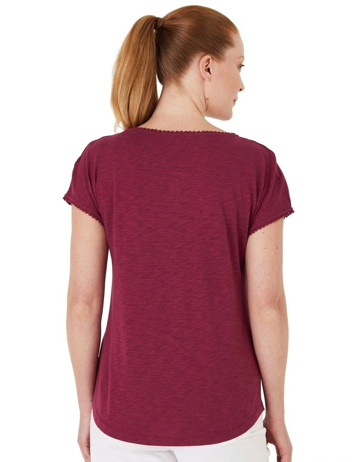 Embroidered Tee in Tulip