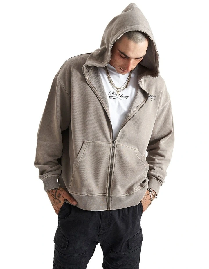 Hedda Relaxed Hooded Zip Sweater in Pigment Driftwood