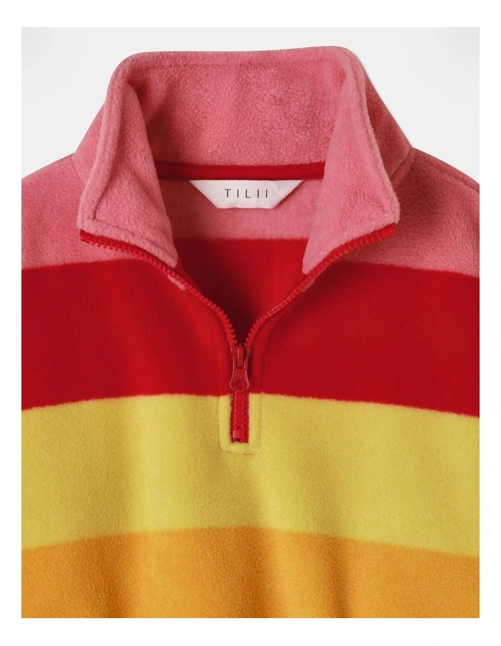 Cropped Polar Fleece 1/4 Zip Sweat in Rainbow