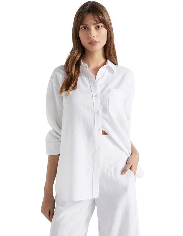 Core Linen Boyfriend Shirt in Whisper White