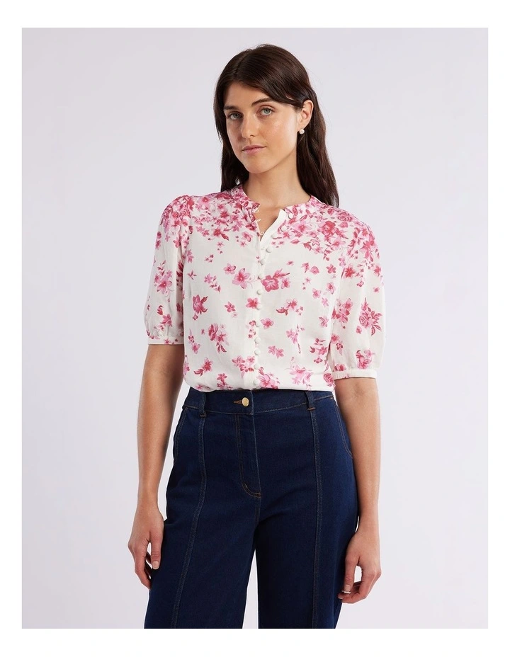 Dolce Petal Shirt in Ivory/Pink