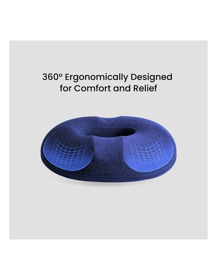 Premium Quality Memory Foam O Shape Cushion Seat in Navy Blue