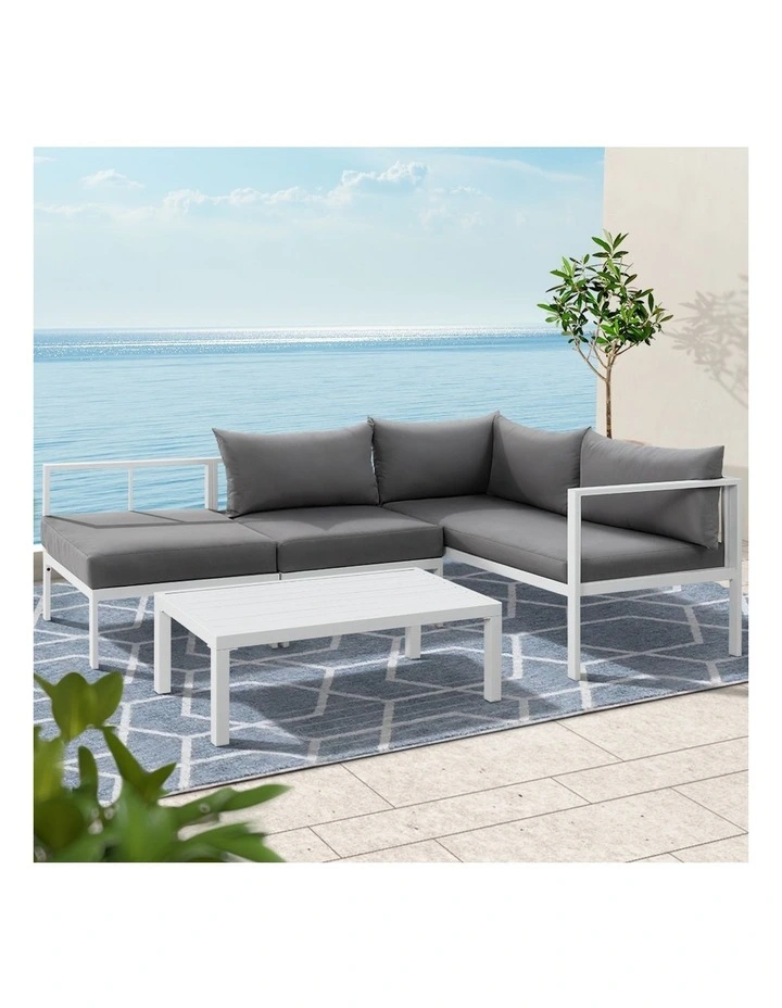 4 Piece Outdoor Sofa Set in White