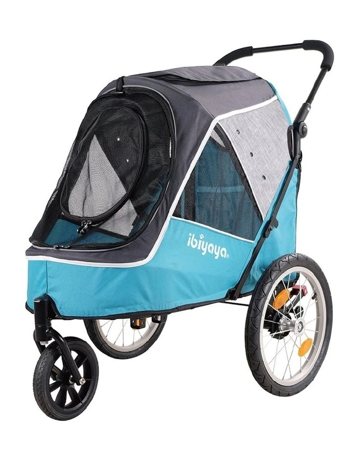 Pet Pram Jogger with Bicycle Attachment in Blue