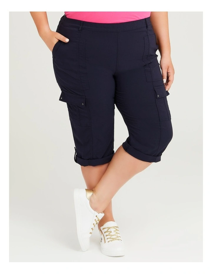 Castaway Cargo Crop Pant in Navy