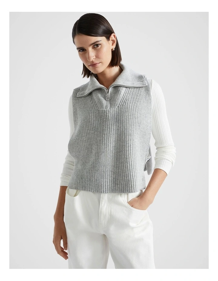 Zip Collar Bib in Silver Marle