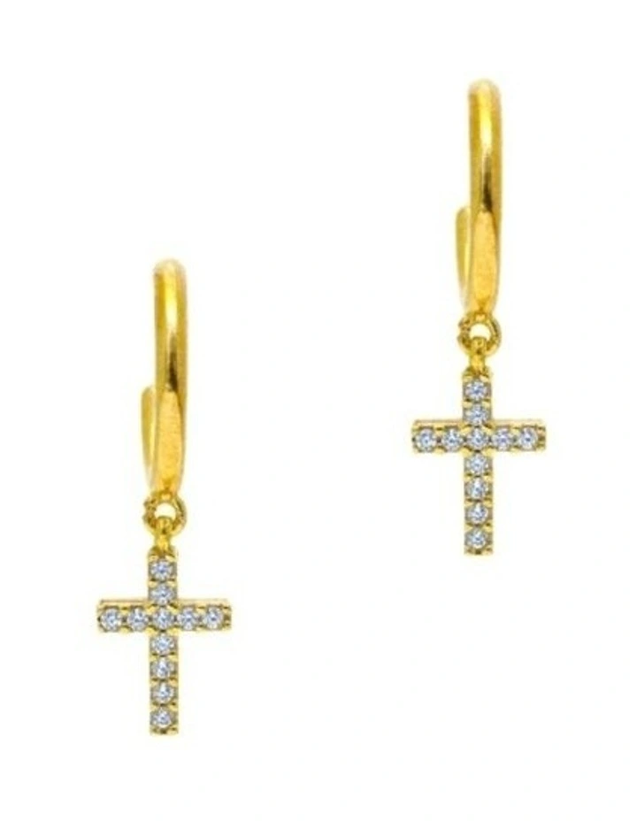 Zirconia Silver 925 Yellow Gold Plated Earrings