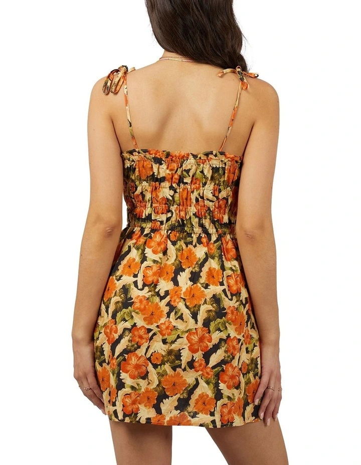 Margot Floral Mini Dress in Brown
