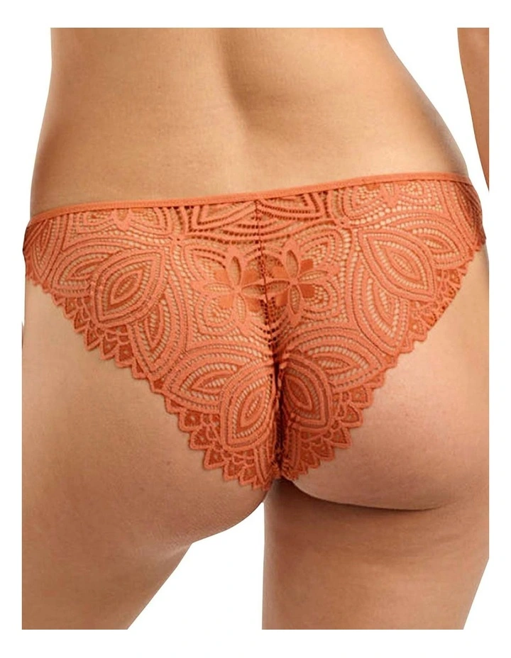 Lisa High Cut Brazilian Lace Brief in Cinnamon