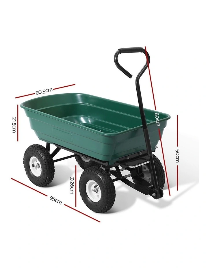 Trolley Wagon Wheelbarrow Pull 75L in Green