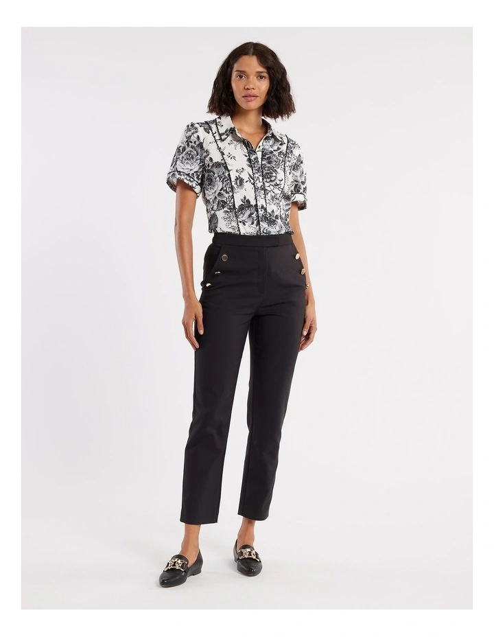 Sierra Bloom Shirt in Ivory/Black