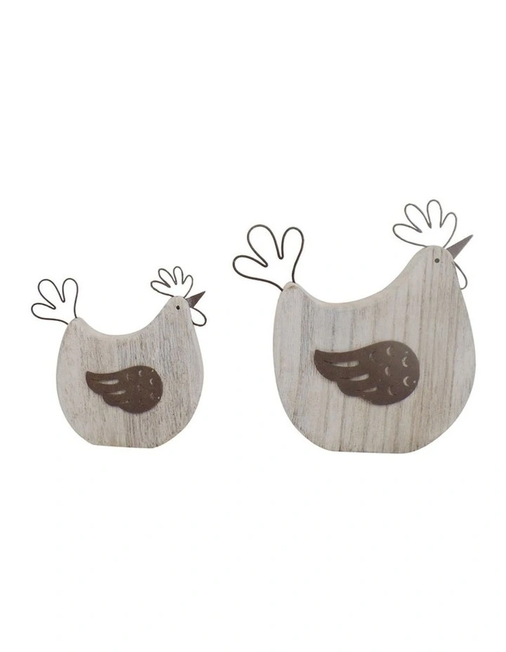 Set of 2 Chook Ornaments in Natural/Rust