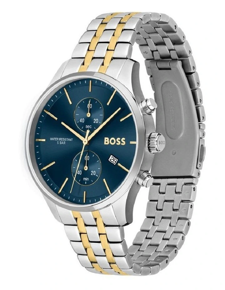 Associate Blue Dial Two Tone Stainless Steel Qtz Chrono Watch 1513976