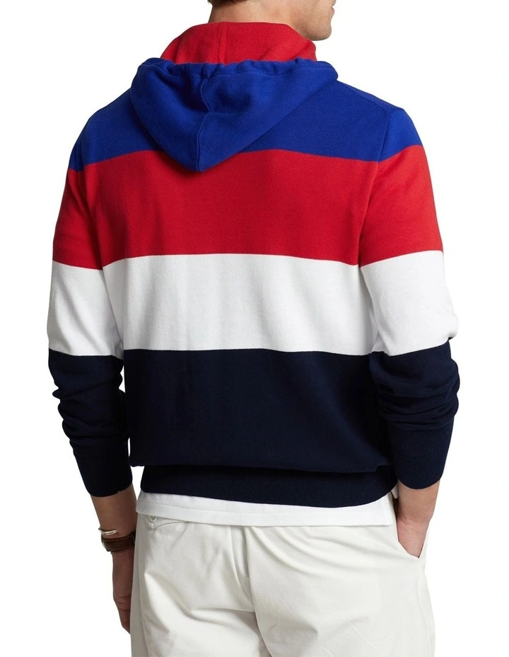 Logo Color-Blocked Cotton Hooded Sweater in Assorted