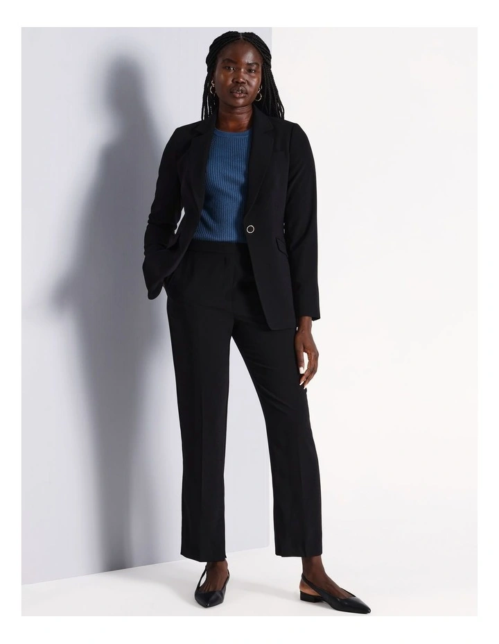 Ava Single Button Blazer in Black