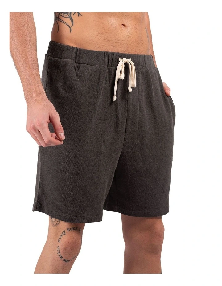 Loose Knit Lounge Shorts in Charcoal