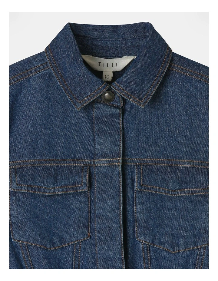 Long Sleeve Denim Dress in Indigo