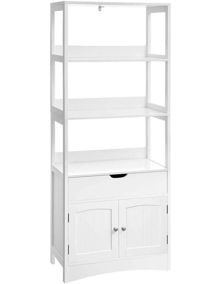 Double Doors Floor Cabinet with Drawer in White