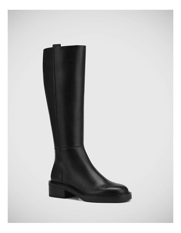 Gretta Leather Long Boot in Black