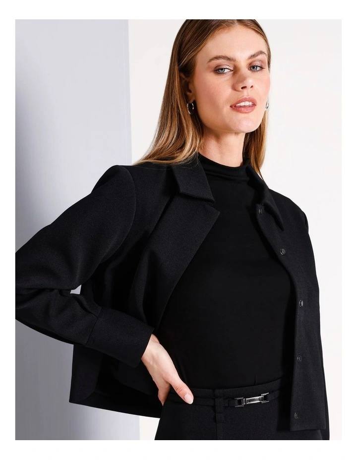 Recycled Polyester Blend Twill Bomber in Black