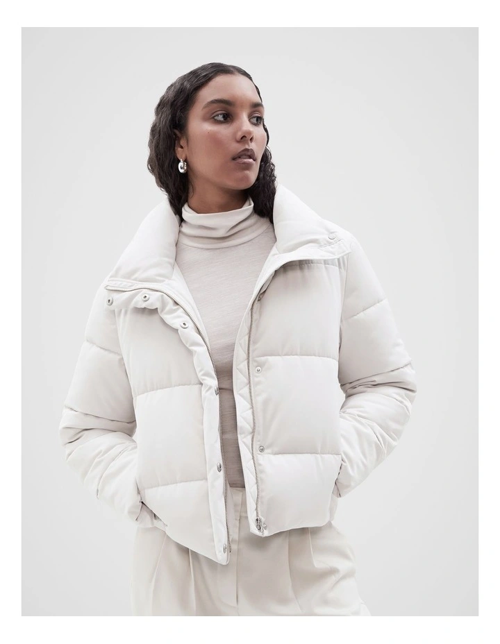 Recycled Puffer Jacket in Cream