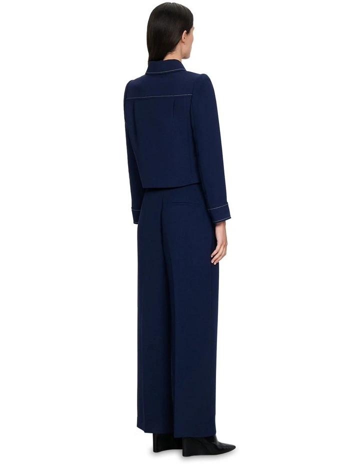 Double Weave Cropped Jacket in Blue
