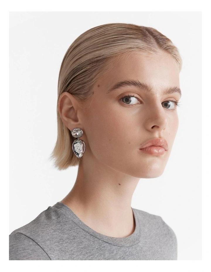Reflective Drop Earrings in Silver