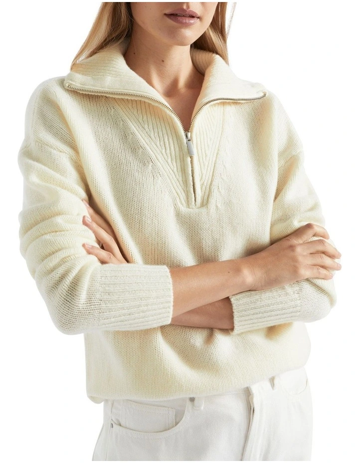 Merino Wool Zip Through Knit