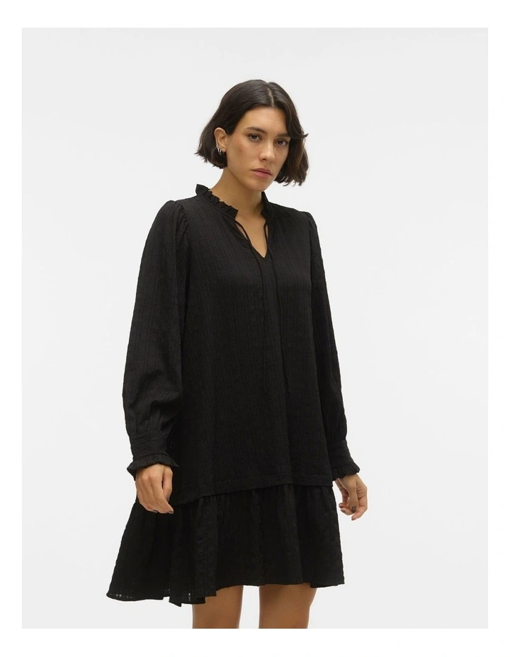Ilisa Long Sleeve Mini Dress in Black
