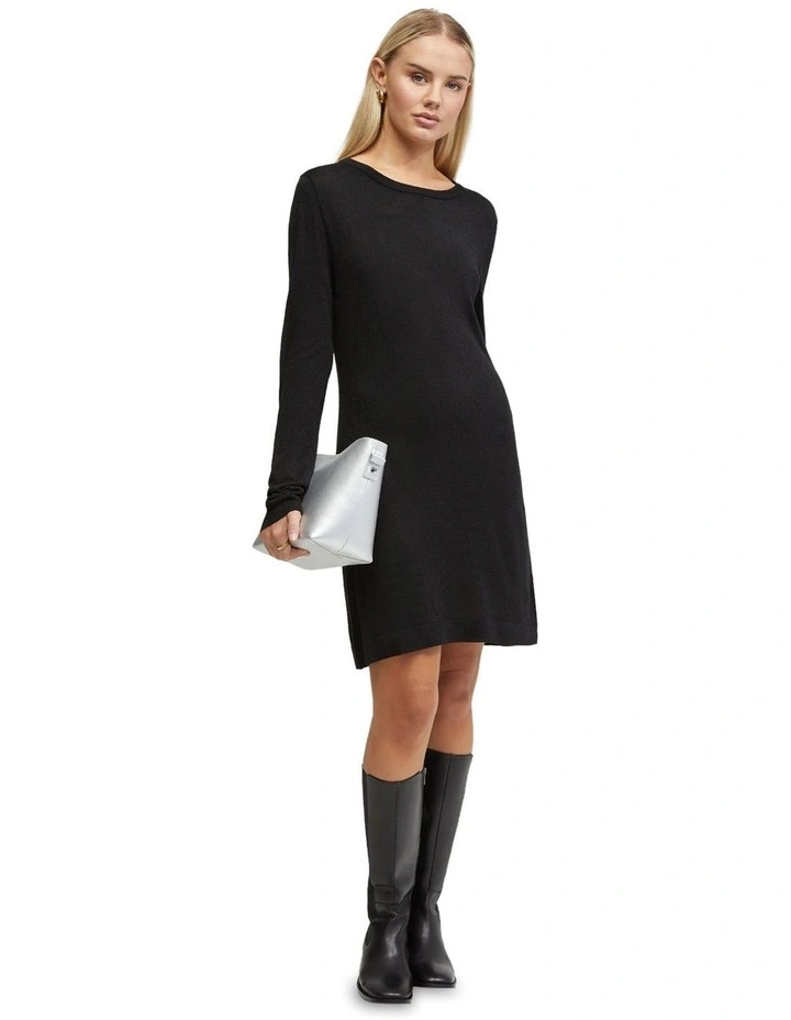 Katrine Metallic Mini Dress in Black