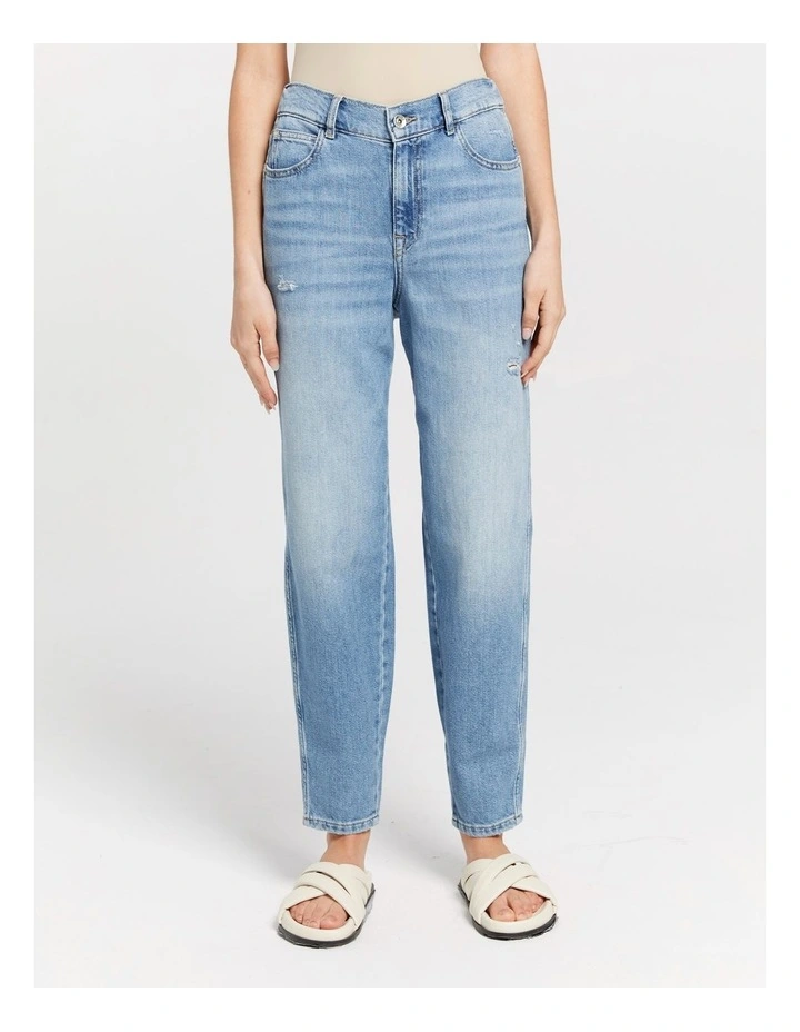 Troy High Waisted Jeans in Mid Blue