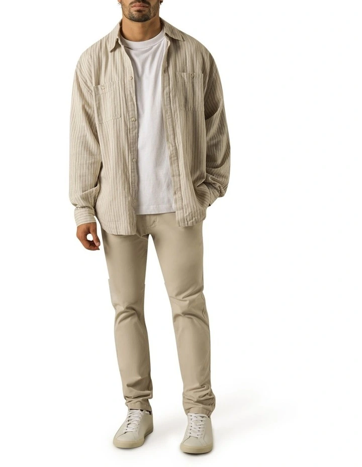Lennon Long Sleeve Shirt in Off White Stripe