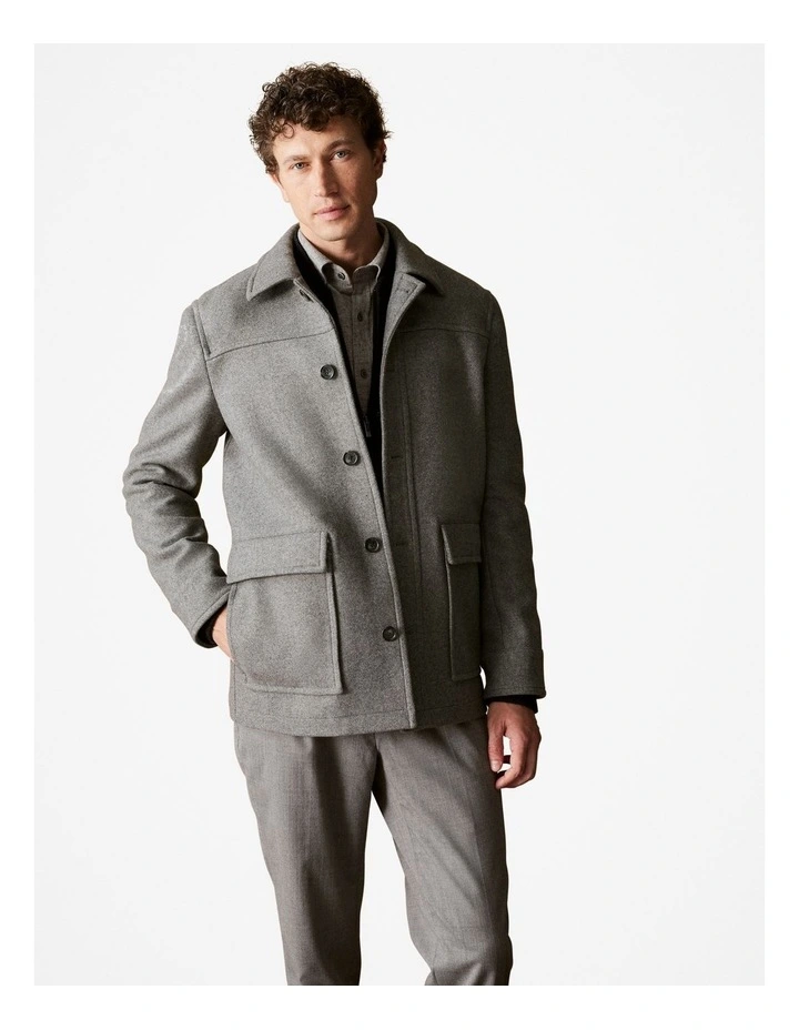 Italian Wool Blend Donkey Jacket in Charcoal