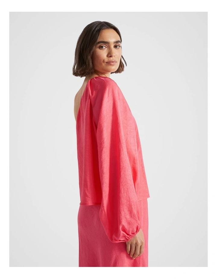 Satin One Shoulder Top in Wild Berry