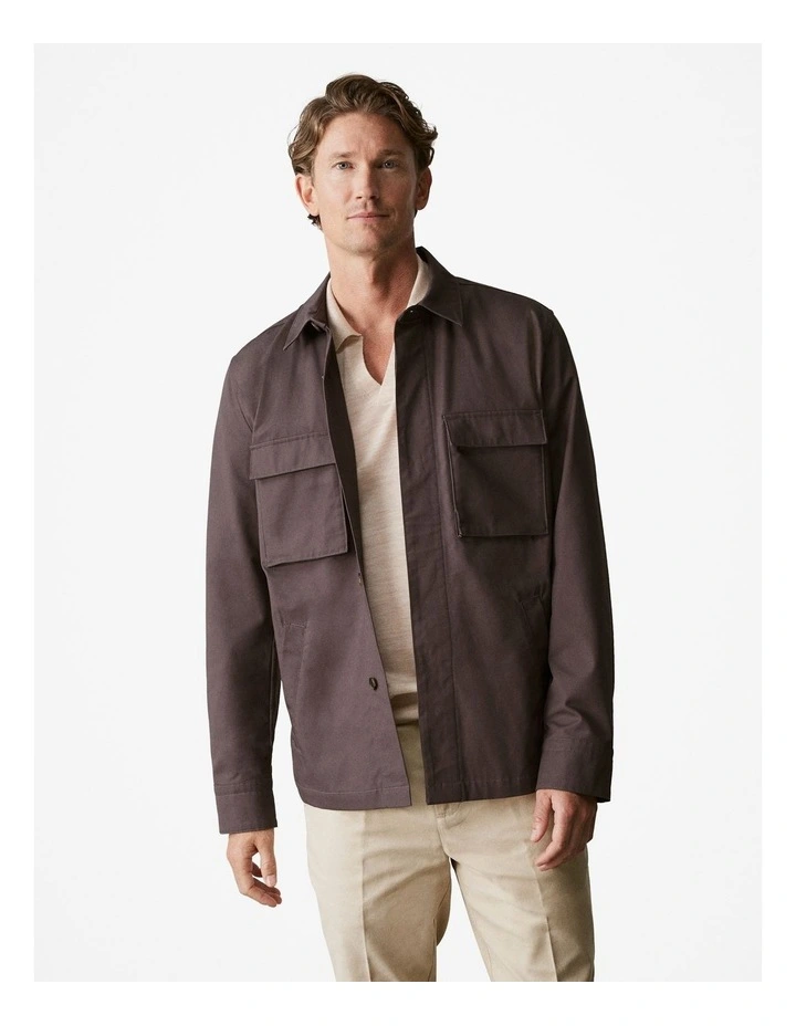 Cotton Twill Pocket Detail Jacket in Peat