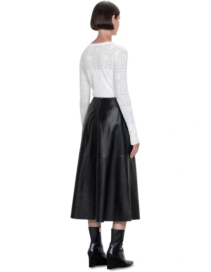 Geometric Pointelle Knit Jumper in Ivory