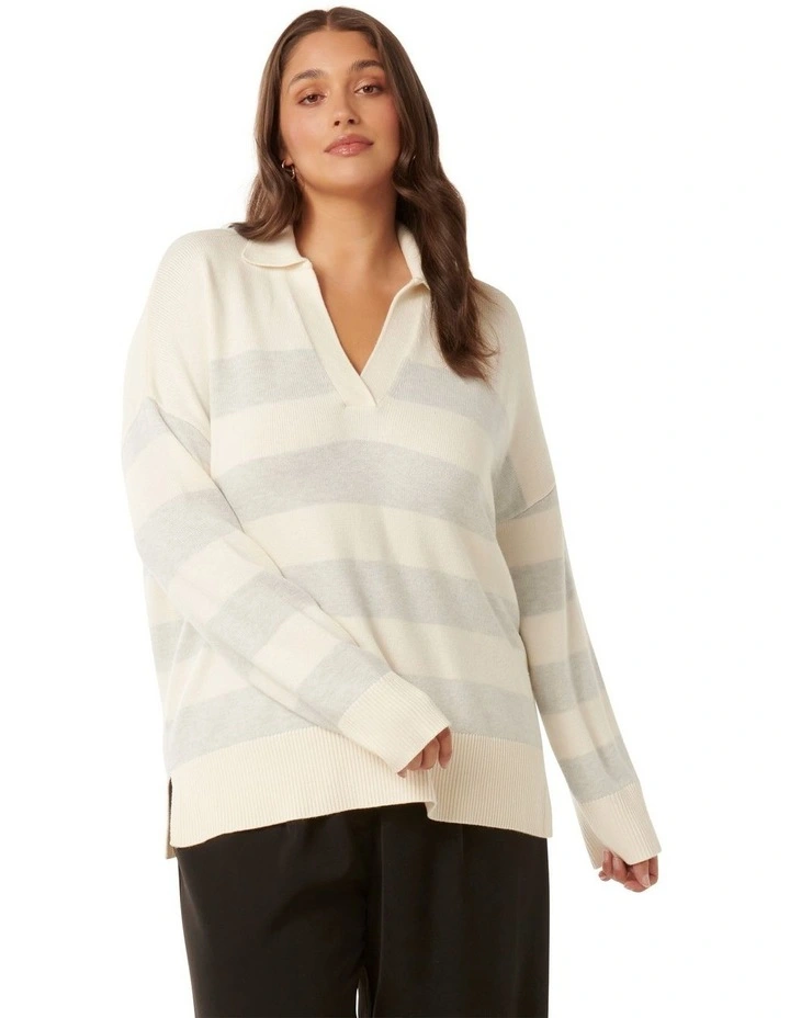 Nicole Polo Jumper in White Multi