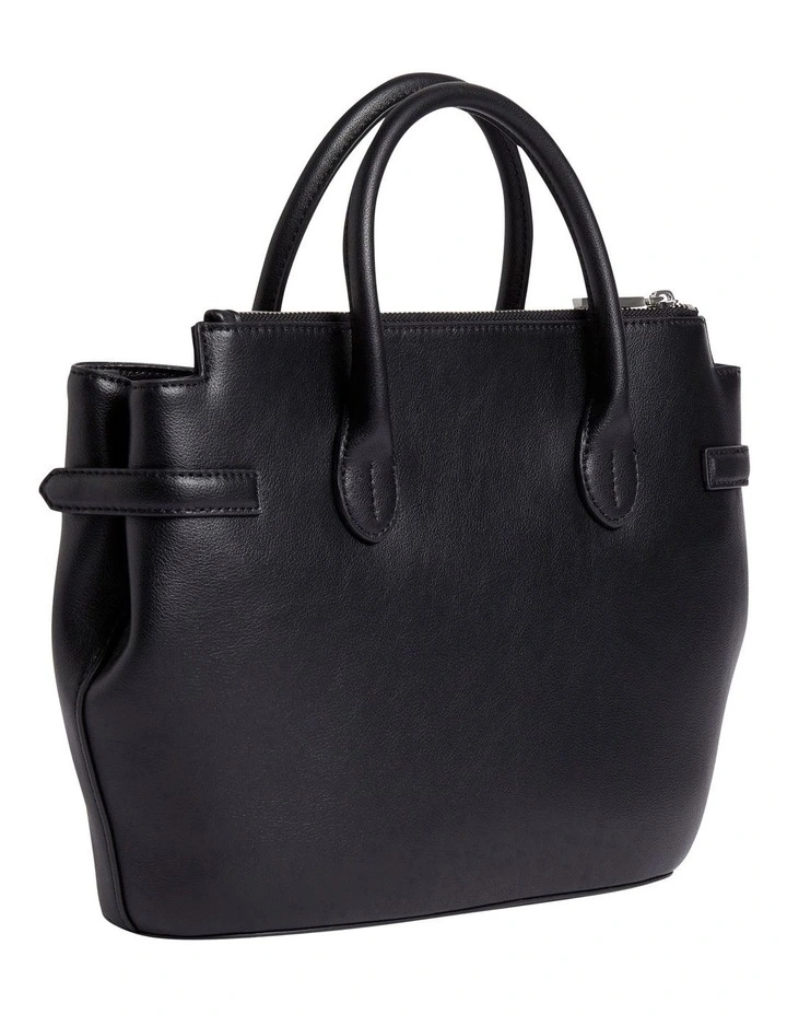 Faux Leather Tote Bag in Black