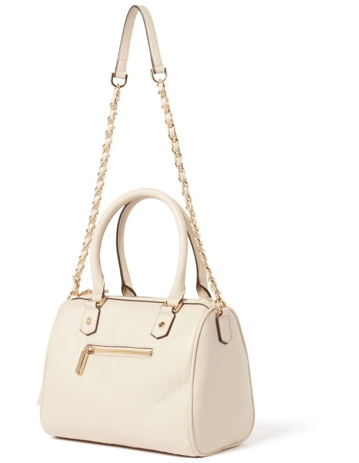 Rosie Embossed Print Barrel Bag in Natural