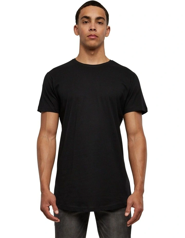 Shaped Long Tee in Black