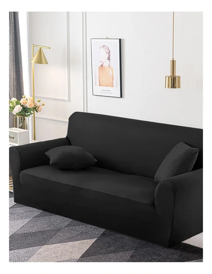 High Stretch Sofa Cover Couch Lounge Protector Slipcovers 4 Seater in Black
