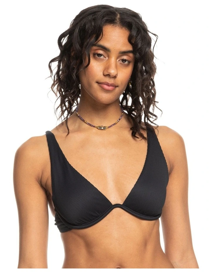 Rib Love Offshore V-Neck Bikini Top in Anthracite