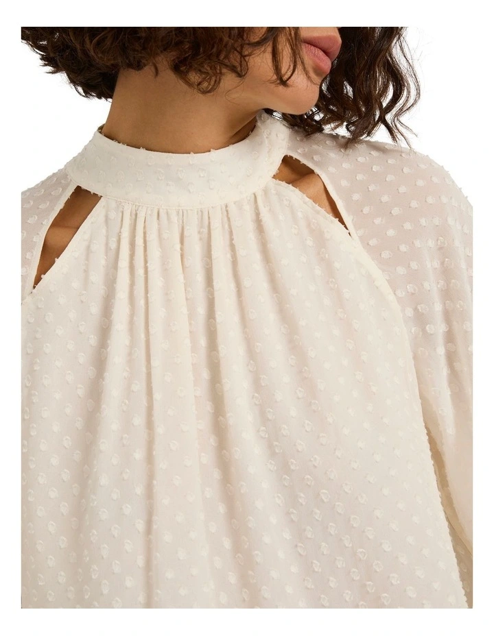 Olivia Clip Spot Top in Ecru