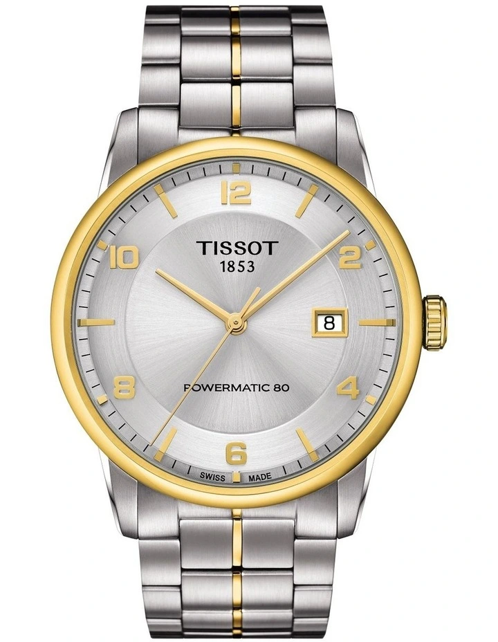 Luxury Powermatic 80 T0864072203700 Automatic Watch in Grey/Yellow Gold